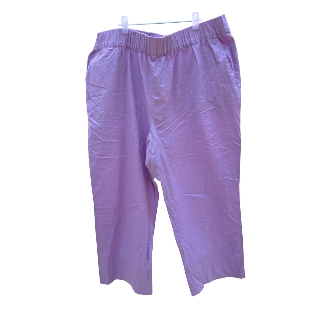 On 34th Women Purple Elastic Waist Wide Leg Cropped Pants 3X Cotton Blend SP24